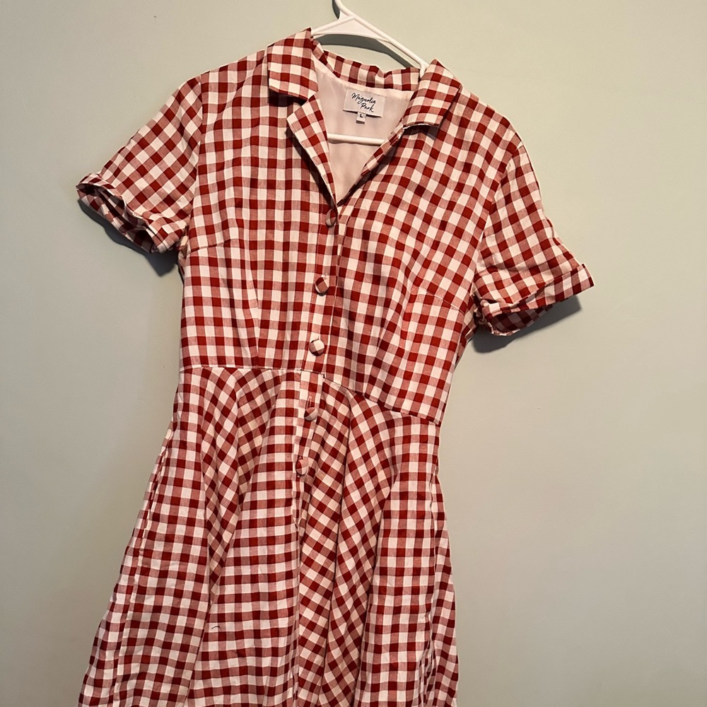 Magnolia Place Unique Vintage Red and White 1950s Gingham Dress